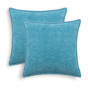 CaliTime Throw Pillow Covers Decorative 18 X 18 Inches Pack of 2 Cotton Thread Stitching Edges Solid Dyed Soft Chenille Cushion Cases for Couch Sofa Bed Living Room Farmhouse Lake Blue