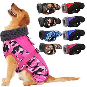 IECOii Extra Warm Dog Coat - Reflective Adjustable Dog Jacket with Buckle Fleece Turtleneck for Cold Weather - Soft Winter Coat for Medium, Dogs