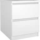 2 Drawer Nightstand, White High Gloss