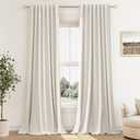 Cream Linen Blackout Curtains 94 Inch Length 2 Panels Set for Living Room Bedroom Back Tab Thermal Insulated 100% Black Out Linen Drapes Room Darkening Window Curtains 94 Inches Long Ivory Natural