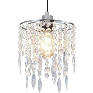 D9.8 Inch Crystal Hanging Lamp Plug in Pendant Light with 16.4ft Cord Hanging Lights with Plug in Cord Mini Chandelier for Bedroom Kitchen Island Nursery Room Dining Room Living Room, E26 (Chrome)