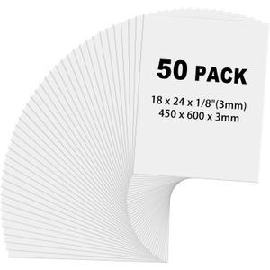 Frienda 50 Pack Foam Boards 1/8 Inch Thickness Foam Poster Boards for Presentation Board for School Crafts Office Art Projects (White,18 x 24 Inch)