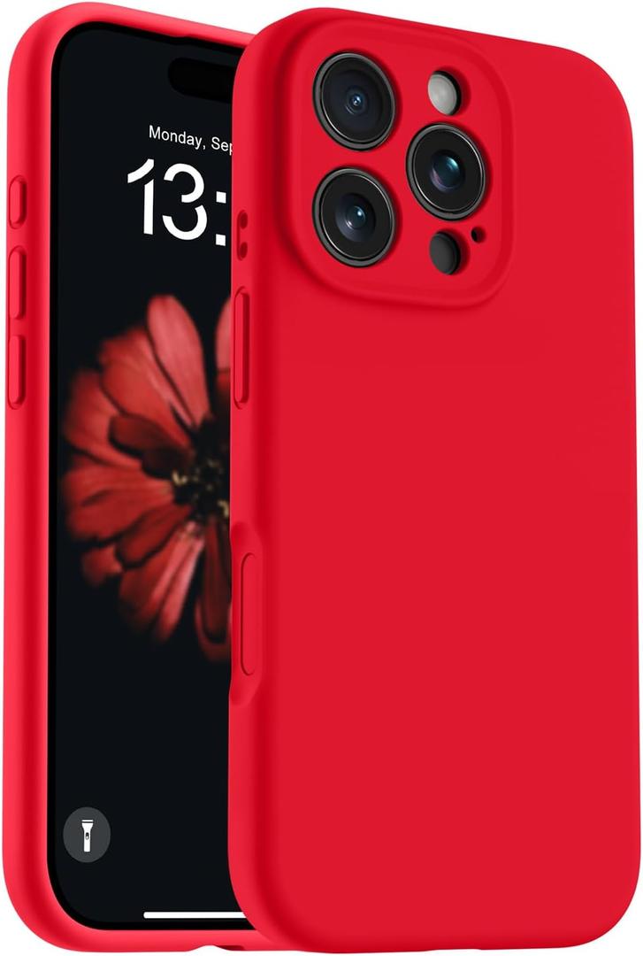 OTOFLY Magnetic for iPhone 16 Pro Max Case,Compatible with Magsafe,Classic Liquid Silicone Mobile Phone Case,Integrated Camera Control Button,Anti-Scratch Microfiber Lining, Red