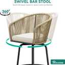 YITAHOME 27" Bar Stools Set of 2 with Arms & Cushions, 360° Swivel Outdoor Bar Stools, All Weather Counter Height Bar Stools Set of 2 with Curved Back for Backyard, Kitchen Island, Dining Room, Beige, 2pcs