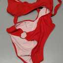 SUUKSESS Women Sexy One Piece Tummy Control Swimsuit Cutout Backless Bathing Suit (Medium, Red)