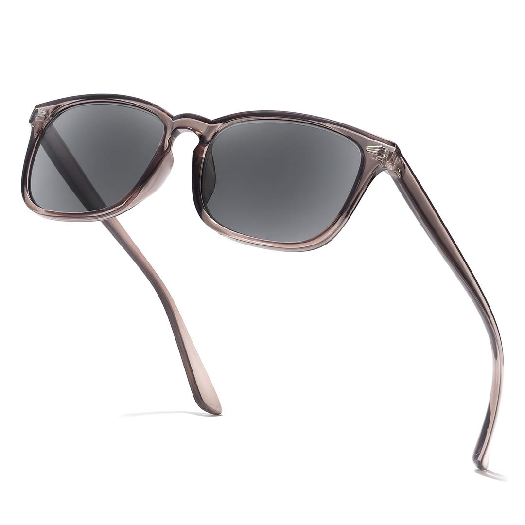 TJUTR Full Lens Reading Sunglasses for Women Men, Classic UV400 Protection Readers Sun Glasses TRG8082 (Dark Brown Frame/Grey Lens, 4.0)