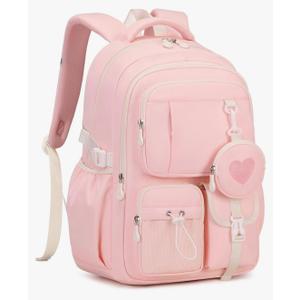 MOONBABY Girls Backpack, Kids Backpack for Girls, School bag for Primary Elementary Teenage, Middle School Students Bookbag, Pink