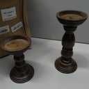 Farmhouse Wooden Candle Holders for Pillar Candles Set of 3, Rustic Wood Candle Holder Table Centerpiece Decor, 12'' 9'' 6'' Vintage Tall Candle Stand Decorative, Dark Brown