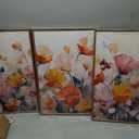 Nature Pink Floral Framed Canvas Wall Art Set, Boho Colorful Wildflowers Botanical Wall Decor, Modern Aesthetic Bohemian Flowers Art Print for Living Room, Bedroom -16 x24 x3