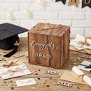 Bucherry 2026 Graduation Card Box Holder Class of 2026 Rustic Wooden Card Box with Slot for Congrats Grad Party Decorations Supplies (Brown, 8.66 Inches)