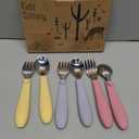 Elk and Friends Kids Silverware with Silicone Handle | Childrens Safe Flatware | Toddler Utensils | Baby Spoons + Forks | Stainless Steel Cutlery | Dishwasher Safe | 6 Pieces