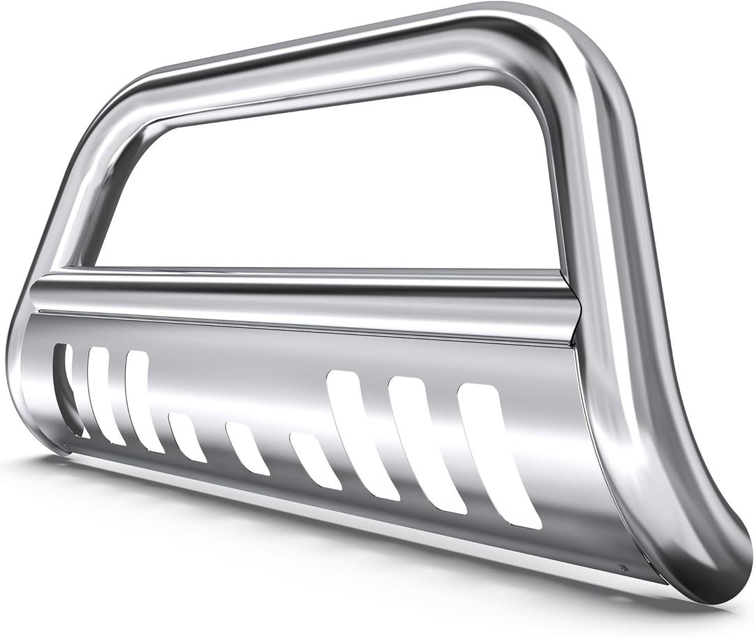 YITAMOTOR Bull Bar Compatible for 2004-2023 Ford F150/2003-2014 Navigator Chrome Push Front Bumper Grill Grille Guard with Skid Plate