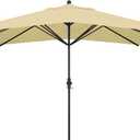 California Umbrella 11' x 8' Rectangle Aluminum Market Umbrella, Crank Lift, Bronze Pole, Sunbrella Antique Beige