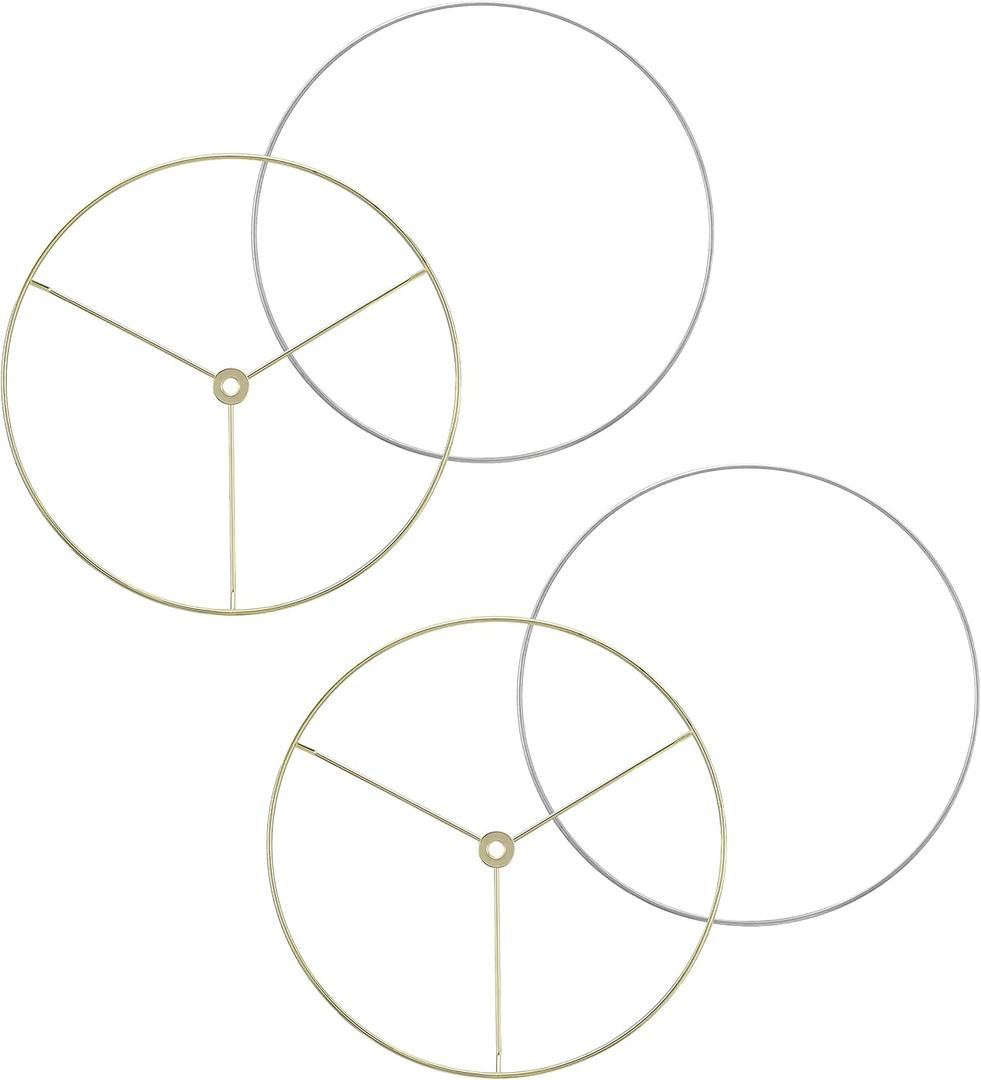 Aspen Creative 20107-12, Metal DIY Drum Lamp Shade Strong Ring, US Style Spider that Connects to Lamp Harp, Top Ring-Brass Plated/Bottom Ring-Galvanized, 2 Set / 18" Diameter Ring