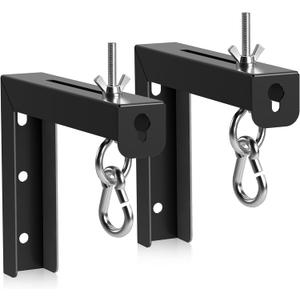 XINLEI Universal Projector Screen Wall Mount L-Brackets Hanging Ceiling Mount, 6 inch Adjustable Extension with Hook for Home Projector and Movie Screens, Hold up to 66 lbs, Black PRL003B