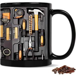Tool Box Coffee Mug,Toolbox Mechanic Mug for Birthday Anniversary Ceramic Cup Gift Coffee Cup Double-sided Design Tool Box Tea Mug Gift Unique Coffee Cup for Husband Dad