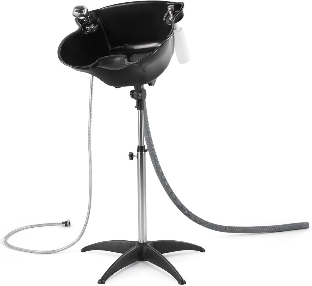 Artist hand Shampoo Bowl Portable Salon Sink with Adjustable Height and Drain; Sprinkler with Switch Hair Washing Basin Salon Chair Barber Deep Bowl