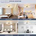 VOLISUN Low Profile Ceiling Fans with Lights and Remote, 19.7in Fandelier Ceiling Fan Flush Mount, 3000K-6500K Smart Bladeless LED Fan Light, Gold Modern Ceiling Fans with Lights for Bedroom