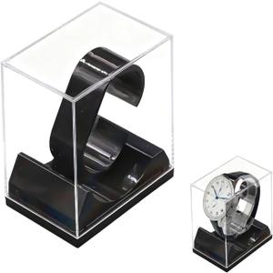Black Watch Display Stand Box Single Watch Holder Case for Men and Women Acrylic Bracelet Display Rack Jewelry Holder Stand Watch Organizer and Storage Case