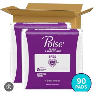 (2 pack) Poise Incontinence Pads for Women, 6 Drop Ultimate Absorbency, Long Length, 90 Count