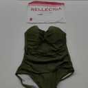 RELLECIGA Women's Tummy Control One Piece Swimsuit Bandeau Strapless Bathing Suits (Large, Army Green)