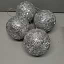 4 Pcs 4.7" Sequin Ornaments, Glitter Christmas Ball Ornaments, Sparkle Christmas Ornaments Christmas Ornaments Tree Decorations Silver Christmas Hanging Ball for Holiday Indoor Outdoor Decor