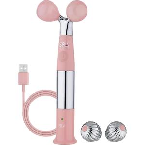 Spa Sciences ISLA Ice + Heat Contouring Roller (Face, Neck, and Dcolletage)  Including Steel + Bonus Genuine Rose Quartz Globes
