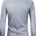 Alimens & Gentle Slim Fit Dress Shirts for Men Long Sleeve Stretch Stain Proof Wrinkle Free Button Down Shirts Formal Shirts (Small, Sliver Grey)