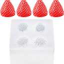 3D Strawberry Silicone Mold, 4 Cavity Strawberry Fondant Chocolate Molds Fruit Theme Baking Tools for Birthday Cake Decoration Cupcake Handmade Soap Ice Cream Candy Clay DIY Crafts