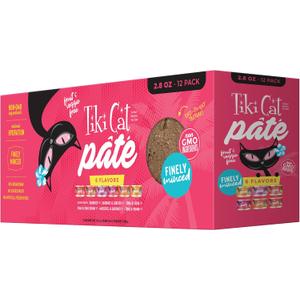 Tiki Cat Grill Pt Variety Pack, Combinations of Real Flaked Fish, Wet High-Protein & High-Moisture Cat Food, 2.8 oz. Cans (Pack of 12) (EXP 05/01/28)