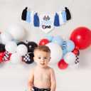 Fast One 1st Birthday High Chair Banner - Race Car Blue Tassel Highchair Decor for Boys, My First Lap Birthday Decor