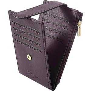 Chelmon Womens Wallet Slim RFID Blocking Bifold Multi Card Case Wallet with Zipper Pocket (Wine Red)