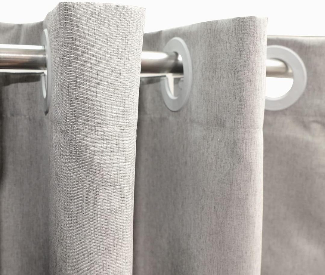 YISURE Extra Long Shower Curtain 96 Inch Linen Style, No Hook Grey Fabric Water-Resistent Shower Curtain for Bathroom, Machine Washable, 72x96''