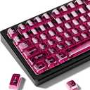 dagaladoo Fuchsia Clear keycaps for Mechanical Keyboard,Transparent MDA keycaps 60 75 100 Percent,Ceramic Jelly Key caps Set,Shine Through Key caps for Mx Switches Mechanical Keyboard(115key)