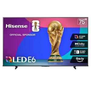 Hisense 75" E6 Cinema Series Hi-QLED 4K UHD Smart Fire TV (75E6QF, 2025 Model) - AI Light Sensor, Dolby Vision · Atmos, Voice Remote with Alexa, Motion Rate 120, HDR 10+ Adaptive, Game Mode Plus