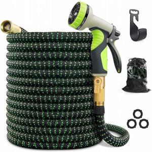 Garden Hose Pipe Spray Gun,High Pressure Anti-Leaking Hose Gun(25FT),9 Adjustable Patterns Garden Hose Nozzle Sprayer with, Suitable for watering plants and lawns, Green, 25FT