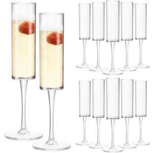 Plastic Champagne Flutes Set of 12, Unbreakable Champagne Glasses Disposable Toasting Glasses, 6 oz Plastic Wine Glasses for Wedding, Birthday, Parties, Showers,Large Celebrations