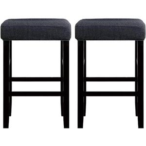 HFCNMY Stool Covers Rectangle,2 Pack Stretch Bar Stool Covers Jacquard Washable Counter Saddle Seat Cover with Elastic Band for Wooden Metal Bench(Dark Grey)