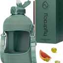 Hydracy Water Bottle with Time Marker -Large BPA Free Water Bottle & No Sweat Sleeve -Leak Proof Gym Bottle with Times to Drink - Ideal for Fitness Sports & Outdoors