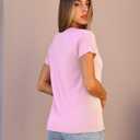 Abardsion 2025 Summer V Neck T Shirts for Women Trendy Outfits Loose Fitted Elegant Blouses Tops (L)