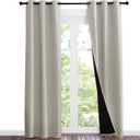 NICETOWN Natural Blackout Curtains 80 inches Long, 2 Pieces, 37" Wide Each Panel, Full Light Blocking Drapes with Black Liner for Nursery, Noise Reducing Thermal Insulated Draperies for Doorway