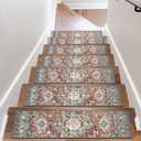 OJIA Stair Treads Non Slip for Wooden Steps Indoor 15PCS Carpet Stair Treads, Rubber Backing Stair Carpet Treads, 8"x30" Staircase Step Treads Edging Stair Rugs for Kids & Pets, Rust Red