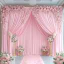 24x10FT Baby Pink Backdrop Curtains for Wedding Parties, Wrinkle Free Polyester Photography Backdrop Drapes for Wedding Baby Shower Birthday Parties Stage Background Stand Decorations 4x10ft,6 Panels (W4' x H10'(6 Panels))