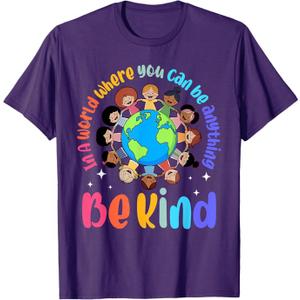 In A World Be Kind Positive Kids Choose Kindness Teachers T-Shirt, Purple, Size Ladies L
