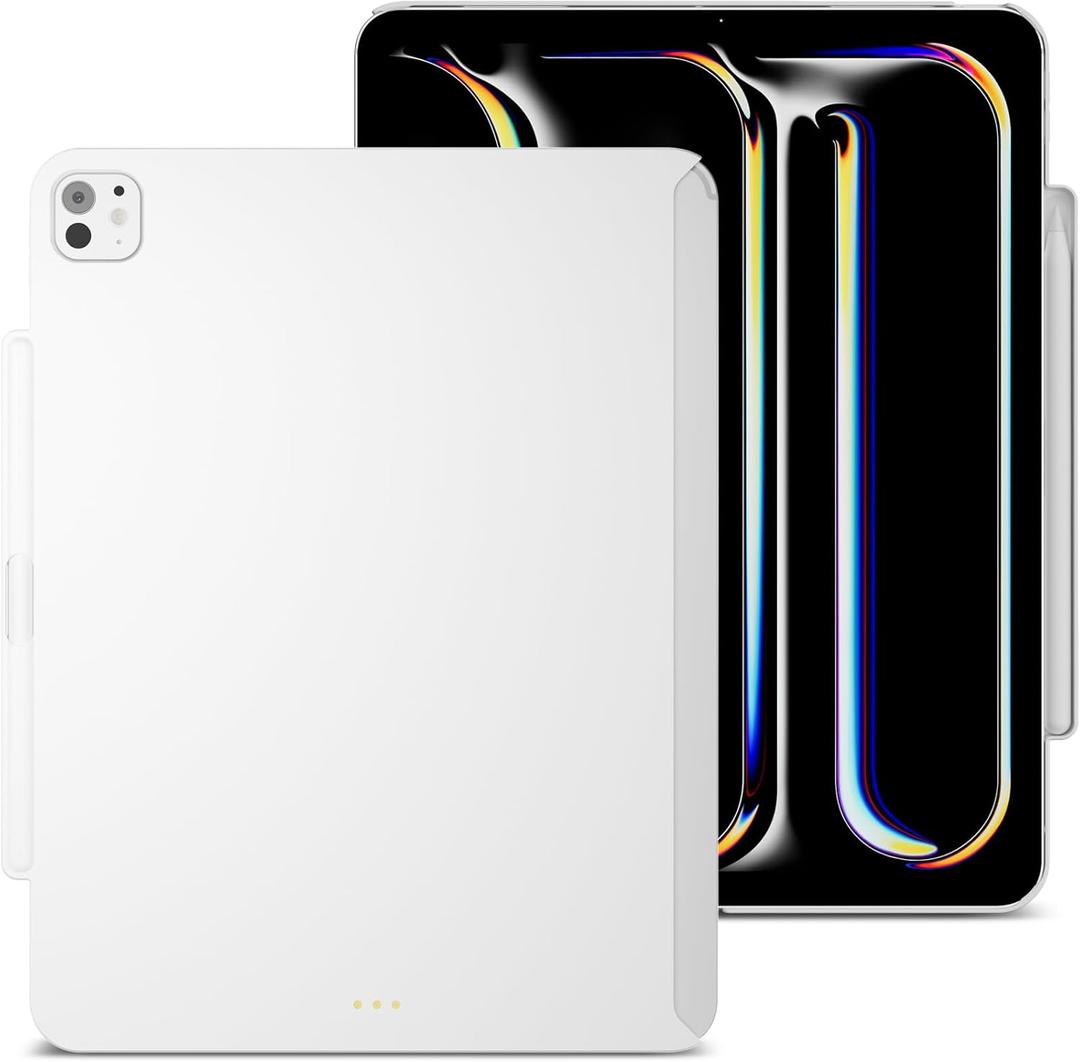 MAGEASY CoverBuddy Lite for M4 iPad Pro 13" (2024) - iPad Pro Case Compatible with Magic Keyboard for iPad Pro (M4), with Apple Pencil Pro Pencil Holder - White (2024 iPad Pro 13" (M4))