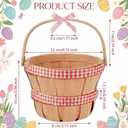 Geelin 12 Pcs Mini Wooden Berry Baskets with Handles Bulk 4.72 x 3.94 Inch Red Plaid Decorative Baskets Empty for Wedding Party Favors Picnic Picking Fruit Apple Strawberry Flower