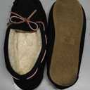 Vonair Women's Moccasin Slippers Micro Suede Warm Faux Fur Pile Lined Lace-Up Cozy Bow Indoor & Outdoor Moccasins Slip On Loafers Shoes for Women (8, Black)