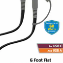 ZGear 6 Foot Flat Sync & Charge Cable For USB C To USB A