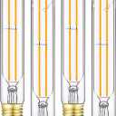 E26 Tubular Led Bulbs,Dimmable T10 Led Light Bulbs 6W Equal 60 Watt,2700K Warm White,Long Edison Led Bulb,600lm,T10 Clear Glass Bulb 7.3 in Led,4Pack.