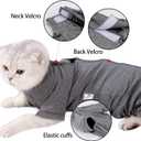 LIANZIMAU Cat Surgical Recovery Suit Professional for Male Female Dog Abdominal Wounds Cone E-Collar Alternative Anti-Licking Pet Surgical Recovery Pajama Suit Soft Fabric Onesie for Cats (Gray, L)